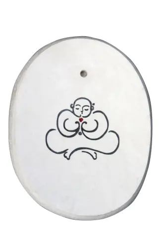 Product image of the product “SALE - White stone with Buddha calligraphy as incense holder ”